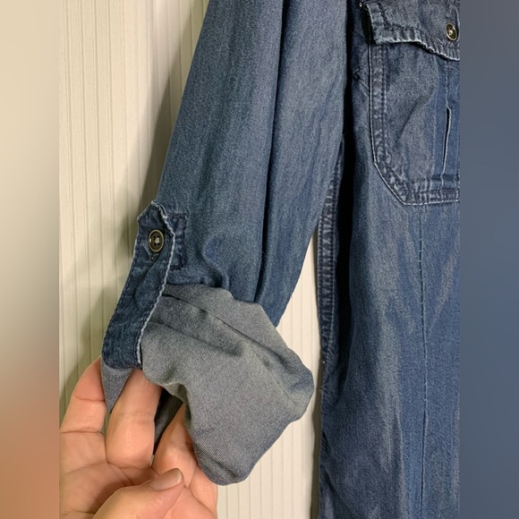 2016 Denim by Parasuco 100% Tencel Blue Shirt Dress Roll Tab Sleeves Small - Picture 6 of 10